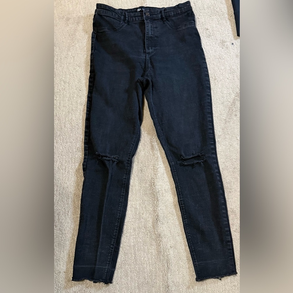 Zara Black High Waisted Skinny Jeans SZ 10